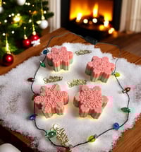 Image 3 of Holiday Snowflake Candles RED COLOR – Set of 4