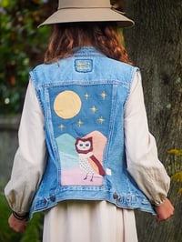 Image 3 of Night Owl Hand Appliquéd Levi’s Denim Vest