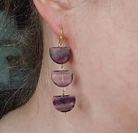 Image 3 of Fluorite Half Moon Earrings
