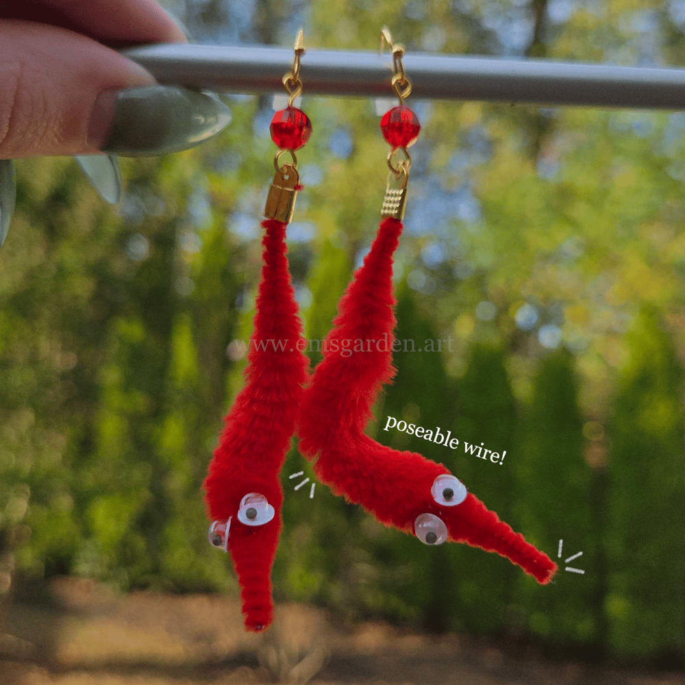 Image of Fuzzy Silly Worm Earrings (Customizable)