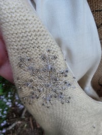 Image 4 of Pure Wool Crossbody Tote with Sequin Snowflakes