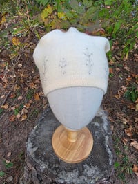 Image 1 of Wool Beanie in Vanilla with Sequins & Trees