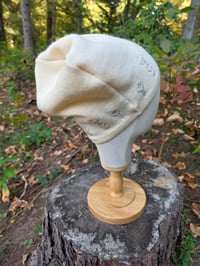 Image 3 of Wool Beanie in Vanilla with Sequins & Trees