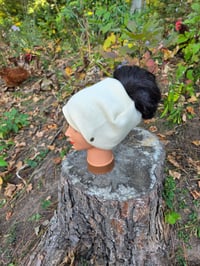Image 6 of Wool Ponytail Hat in Vanilla