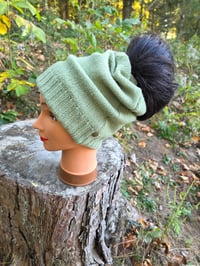 Image 1 of Wool Ponytail Hat in Sage Green 