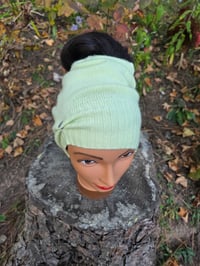 Image 2 of Cashmere Ponytail Hat in Light Green