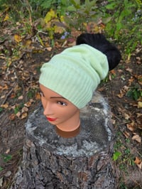 Image 4 of Cashmere Ponytail Hat in Light Green