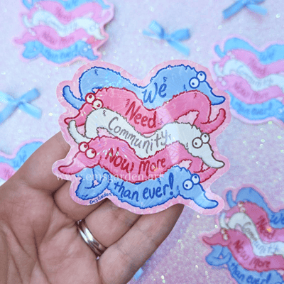 Image of Trans Fuzzy Worms LGBTQ Sticker