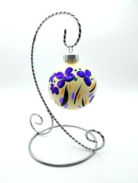 Glossy White Cream With Purple Flowers 