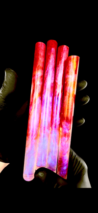 Image 6 of 'Embers & Ice' Pressure Cast Maker's Blank. Fiery opaques and shimmery blue ice translucent