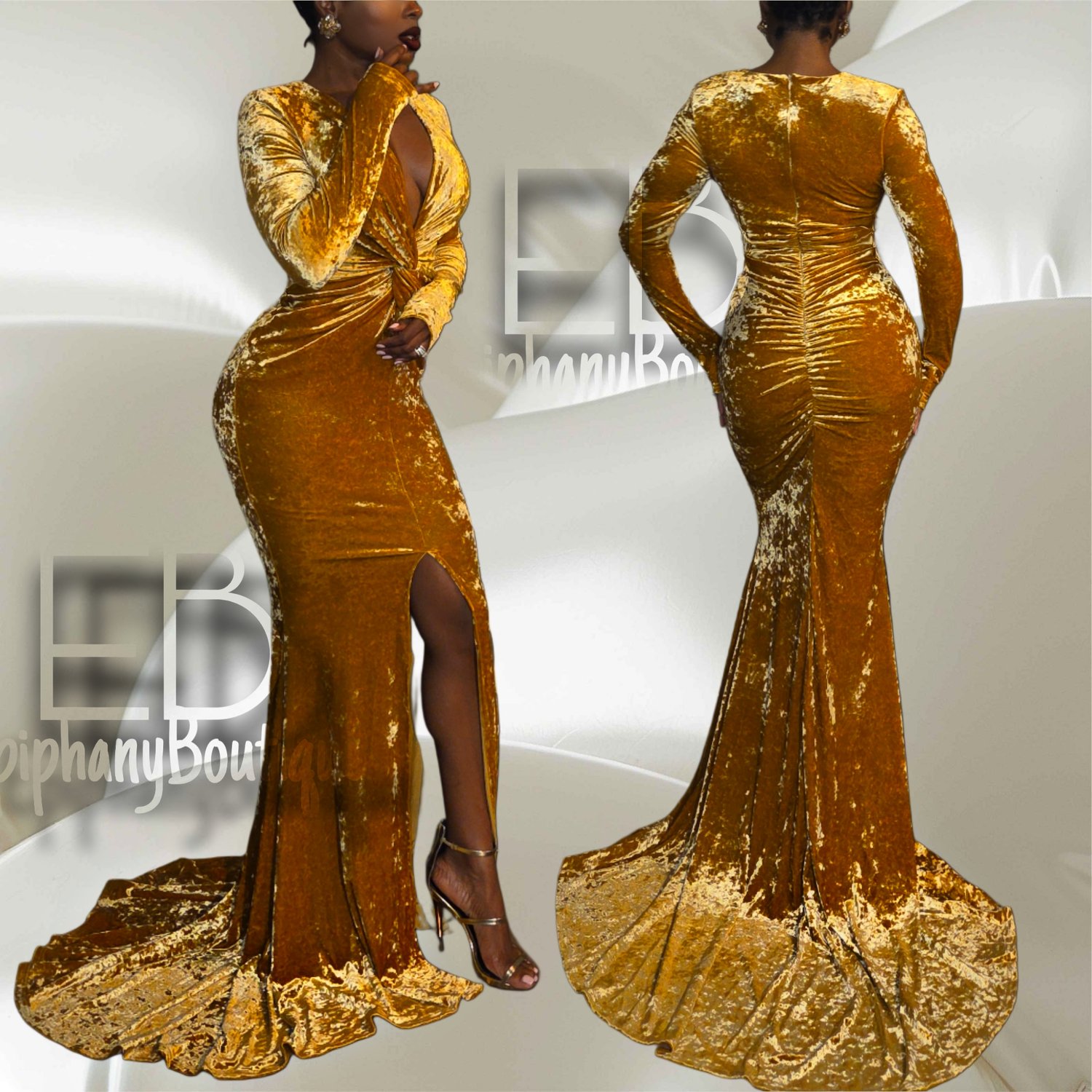 Image of The Velvet Lela Gown: Marigold 
