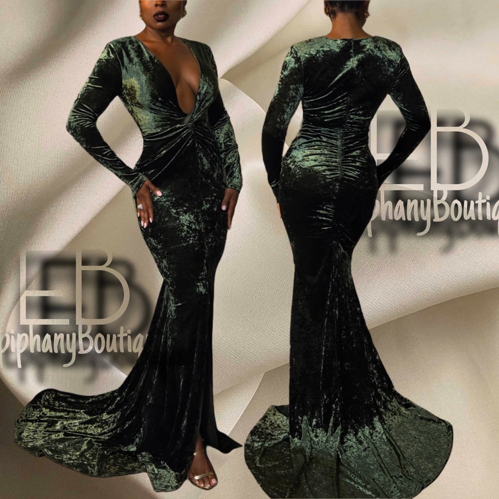 Image of The Velvet Lela Gown: Hunter Green