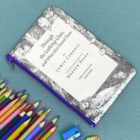 Image 1 of Through the Looking Glass, Alice in Wonderland Book Page Pencil Case, purple 