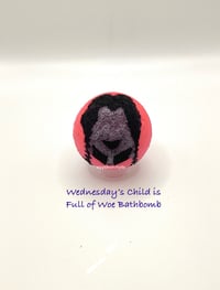 Image 1 of Wednesday’s Child Is Full of Woe Bathbomb Handmade Handpainted The Addams Family Halloween Spooky