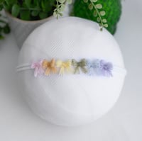 Pastel Rainbow Fuzzy row of bows Bow Halo