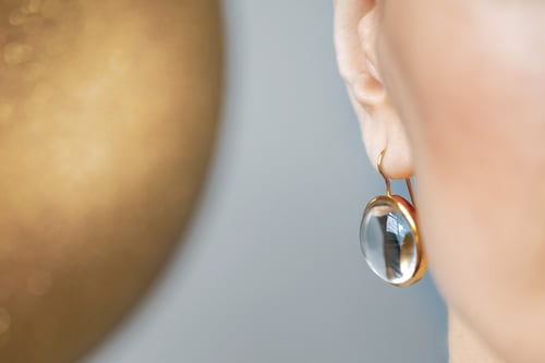 Image of " The Sun and The Moon" gold plated silver earrings with rock crystals · ET LUNA ET SOL ·