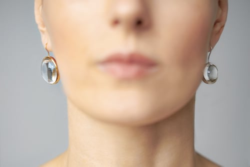 Image of " The Sun and The Moon" gold plated silver earrings  with rock crystals  · ET LUNA ET SOL ·