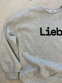 Image 4 of Grey loose fit sweatshirt with black Liebe 