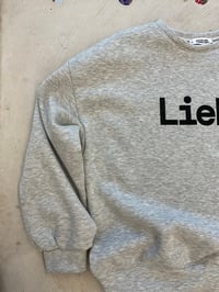 Image 7 of Grey loose fit sweatshirt with black Liebe 