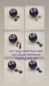 Image 1 of Wednesday Addams Are They Made From Real Girl Scouts Bathbomb Mystery Gift Set Handmade Halloween 