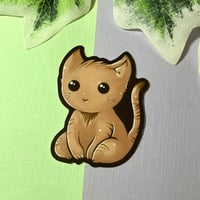 Image 1 of Cute Brown Cat Waterproof Vinyl Sticker  