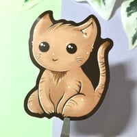Image 2 of Cute Brown Cat Waterproof Vinyl Sticker  