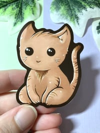 Image 3 of Cute Brown Cat Waterproof Vinyl Sticker  
