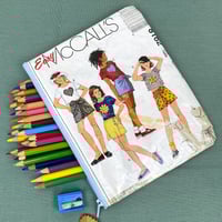 Sewing Pattern Pencil Case, Girls Appliqué T-shirt and Skort