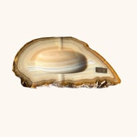 Image 1 of Vide-poche en tranche d'agate beige vintage 1960 cendrier 