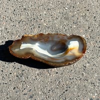 Image 2 of Vide-poche en tranche d'agate bleu vintage 1960 cendrier 