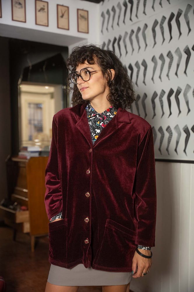 Image of Blazer in velluto bordeaux
