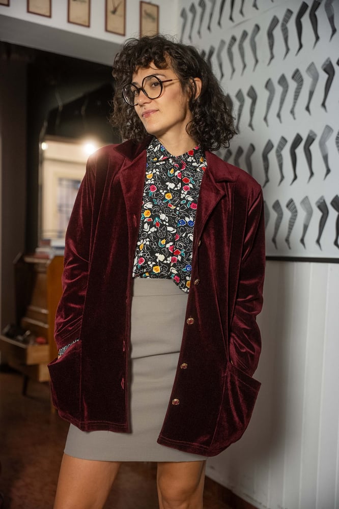 Image of Blazer in velluto bordeaux