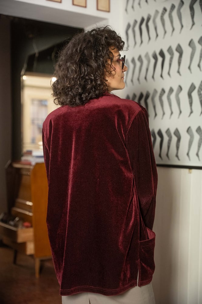 Image of Blazer in velluto bordeaux