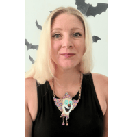 Image 3 of Severed Clown Head Necklace - Multi-Glitter