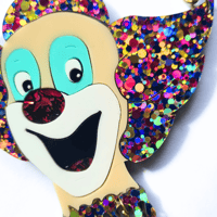 Image 2 of Severed Clown Head Necklace - Multi-Glitter