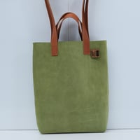 Image 1 of Suede Two-handled Tote in avocado