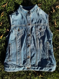 Image 5 of Night Owl Hand Appliquéd Levi’s Denim Vest