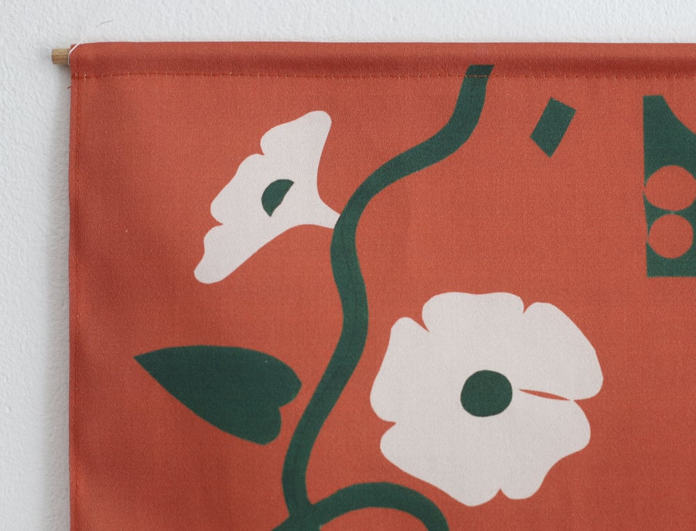 Image of TEXTILE PRINT - BLACK EYE VINE