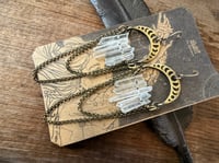 Image 3 of Lunar Phases Crystal Brass earrings. n7