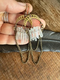 Image 4 of Lunar Phases Crystal Brass earrings. n7