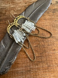 Image 1 of Lunar Phases Crystal Brass earrings. n7