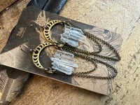 Image 7 of Lunar Phases Crystal Brass earrings. n7