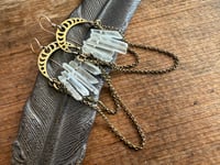 Image 10 of Lunar Phases Crystal Brass earrings. n7