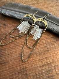 Image 11 of Lunar Phases Crystal Brass earrings. n7