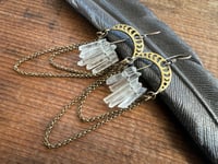 Image 12 of Lunar Phases Crystal Brass earrings. n7