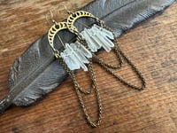 Image 14 of Lunar Phases Crystal Brass earrings. n7