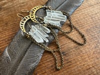 Image 15 of Lunar Phases Crystal Brass earrings. n7