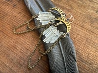 Image 16 of Lunar Phases Crystal Brass earrings. n7