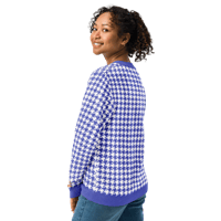 Image 1 of Royal Blue houndstooth Knitted crew neck sweater