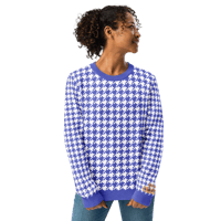 Image 3 of Royal Blue houndstooth Knitted crew neck sweater